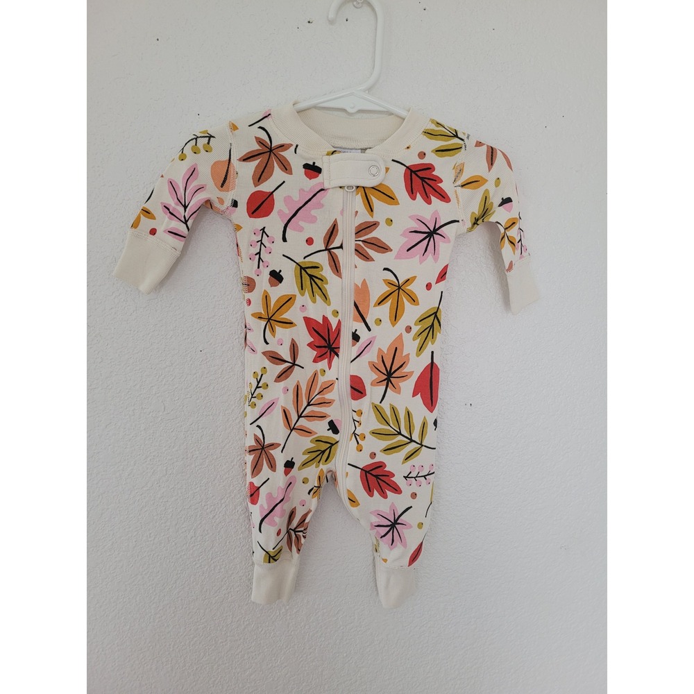 Hanna Andersson Baby 0-3M Organic Cotton Fall Leaves Zip Sleeper Pajamas #2